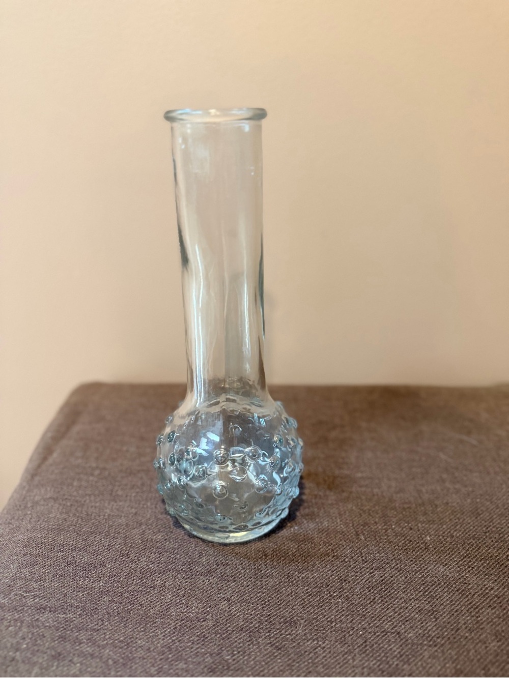 Clear Glass Bud Vase with Textured Base